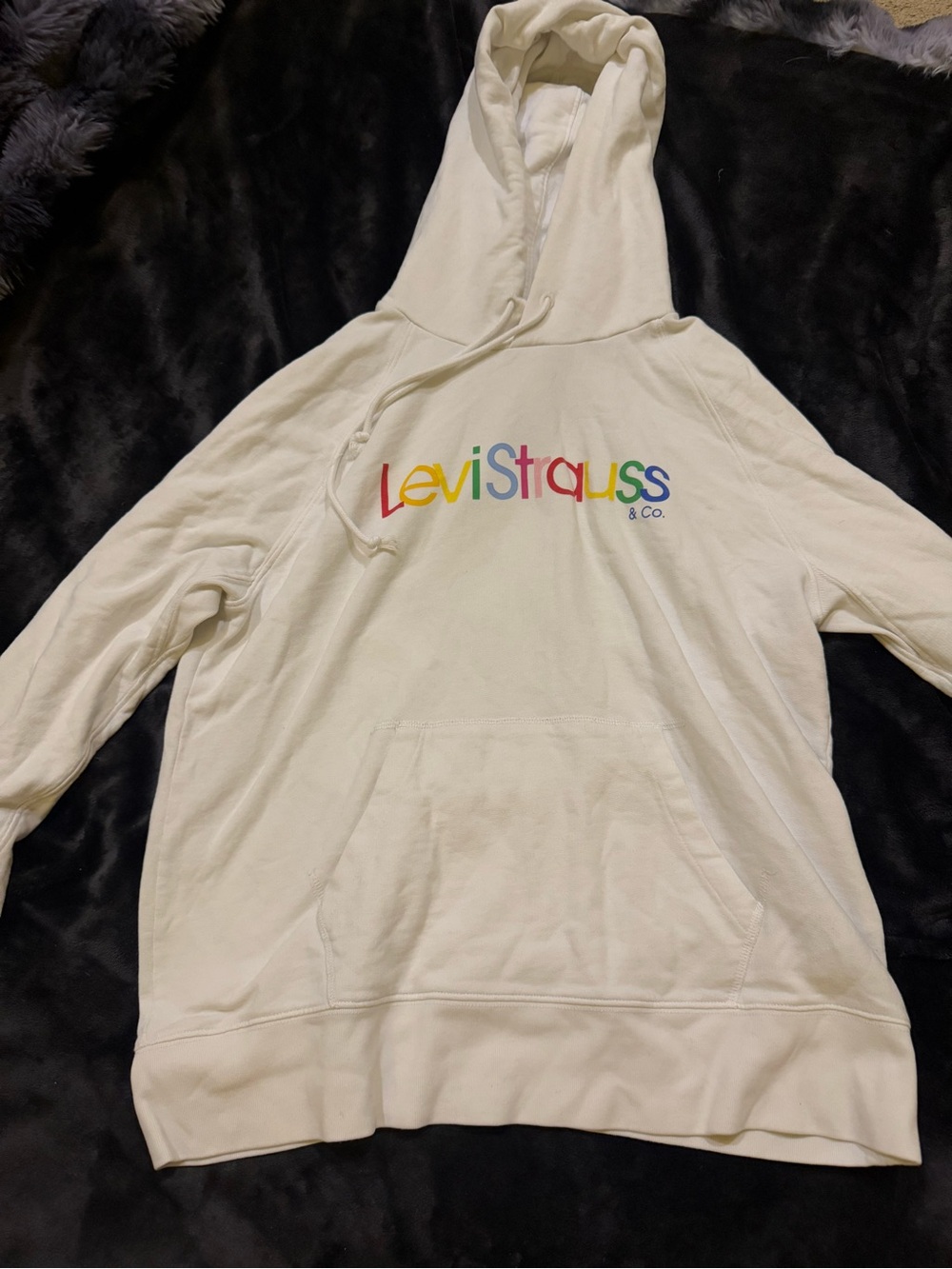 Levi's Cream Hoodie with Multicolor Levi Strauss Logo